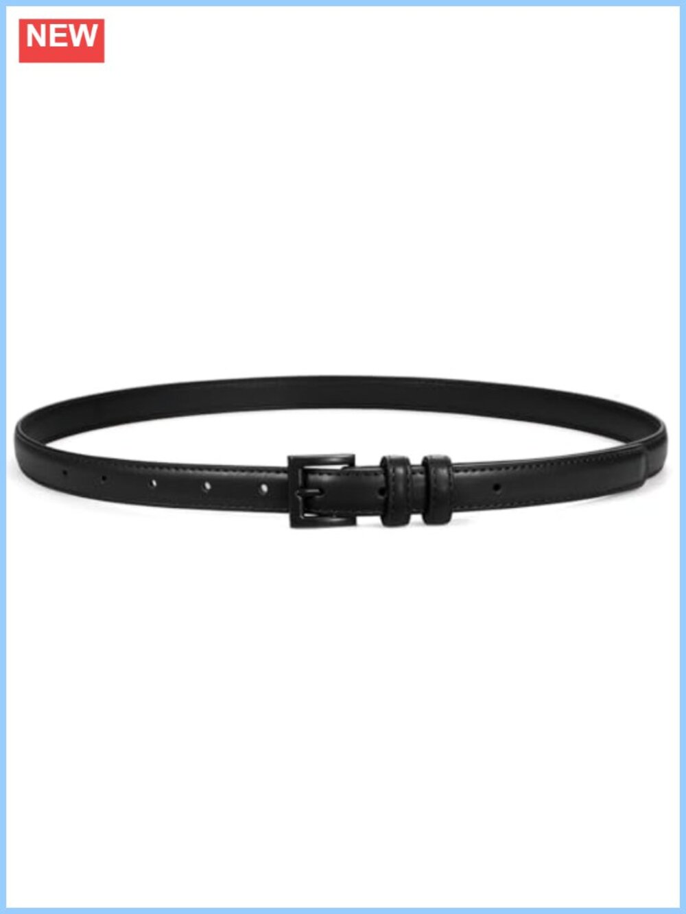 Skinny PU Leather Belt Square Buckle Thin Waist Dress Jeans